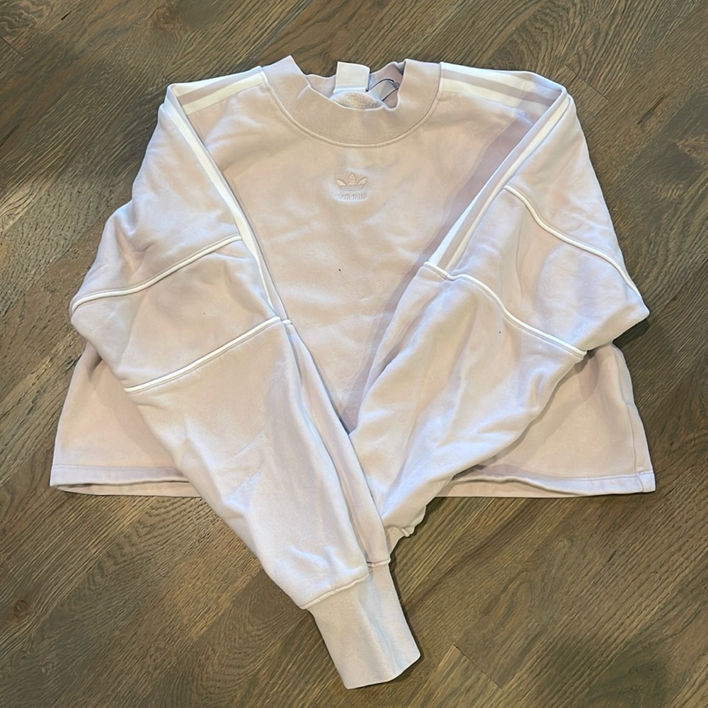 Adidas cropped light purple sweat shirt